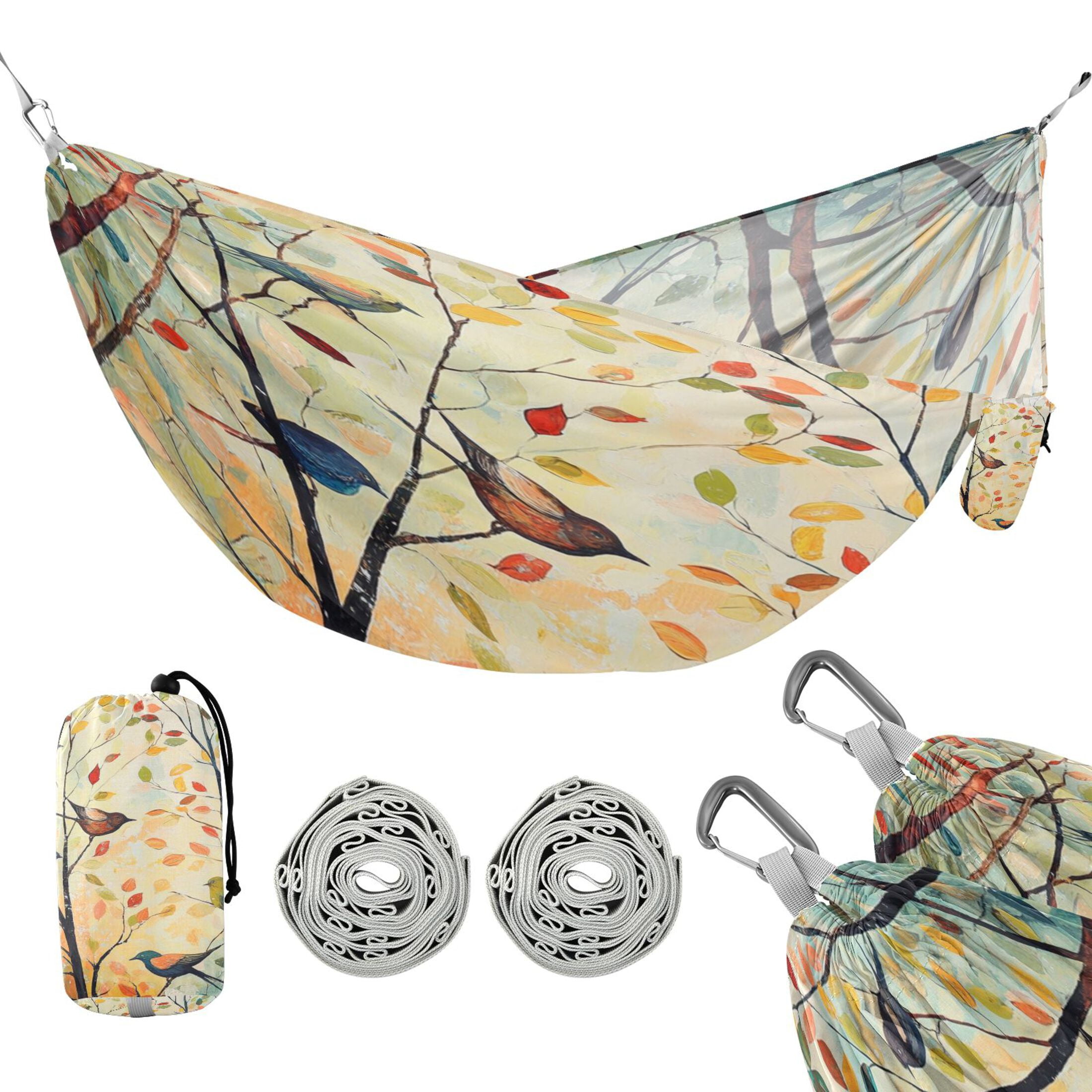 Hammock Camping Hammock Nylon Portable Hammock Travel Camping Hammock Colorful Tree Bird Pattern