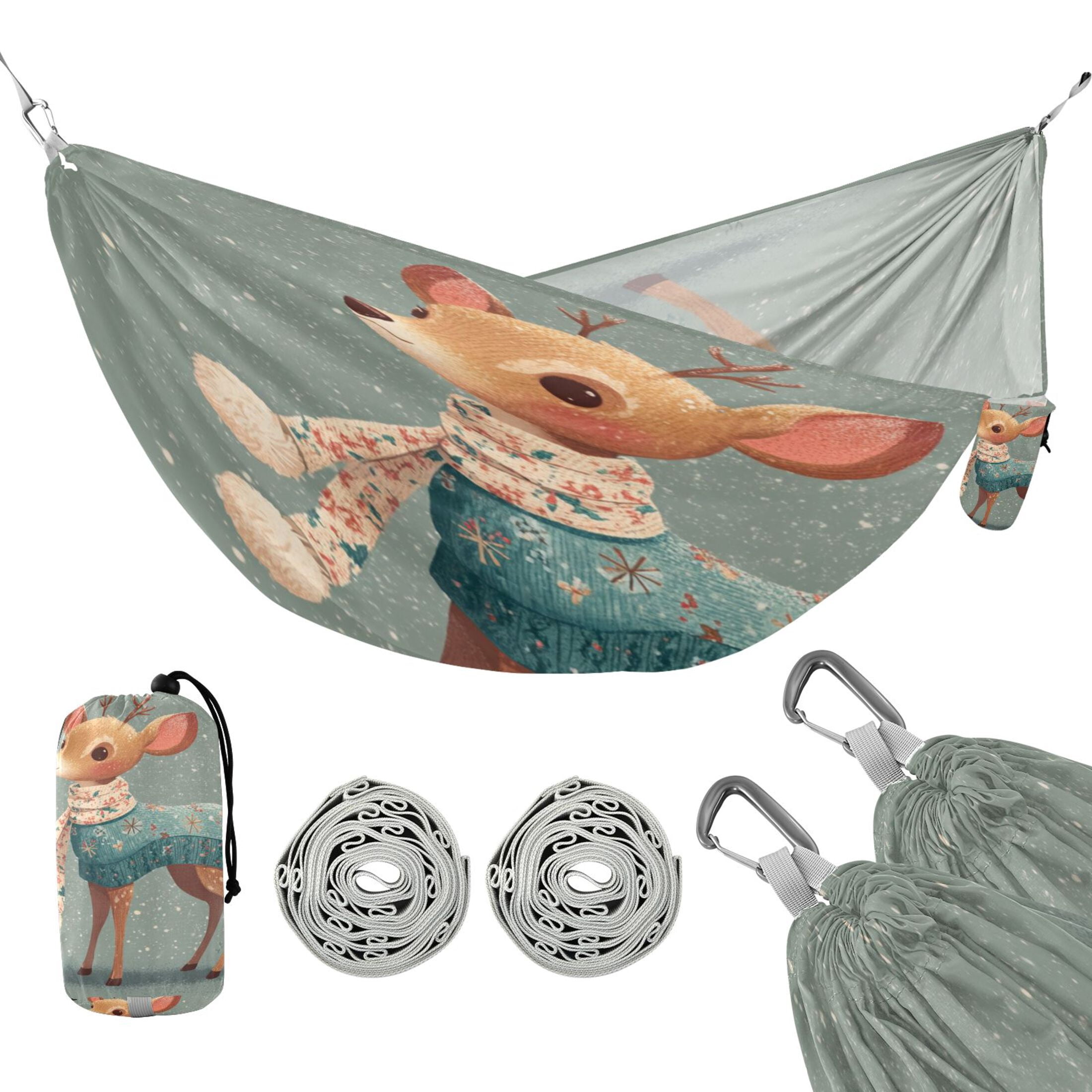 Hammock Camping Hammock Nylon Portable Hammock Travel Camping Hammock Cute Christmas Deer