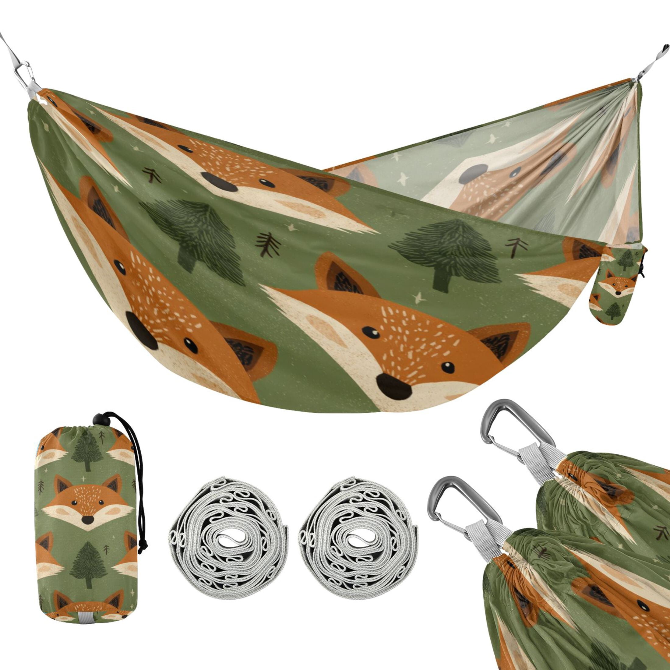 Hammock Camping Hammock Nylon Portable Hammock Travel Camping Hammock Cute Foxes Orange Forest