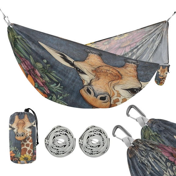 Hammock Camping Hammock Nylon Portable Hammock Travel Camping Hammock Cute Giraffes and Flowers