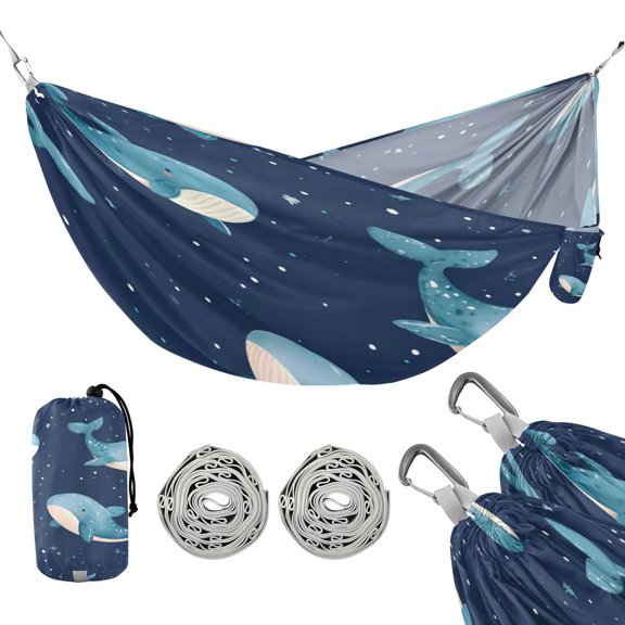 Hammock Camping Hammock Nylon Portable Hammock Travel Camping Hammock Dark Blue Dolphin Cartoon