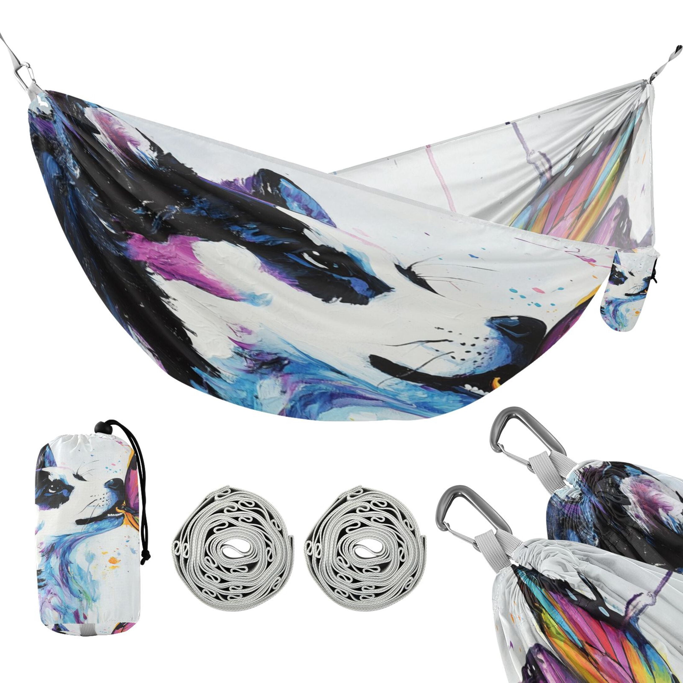 Hammock Camping Hammock Nylon Portable Hammock Travel Camping Hammock Dogs and Colorful Butterflies