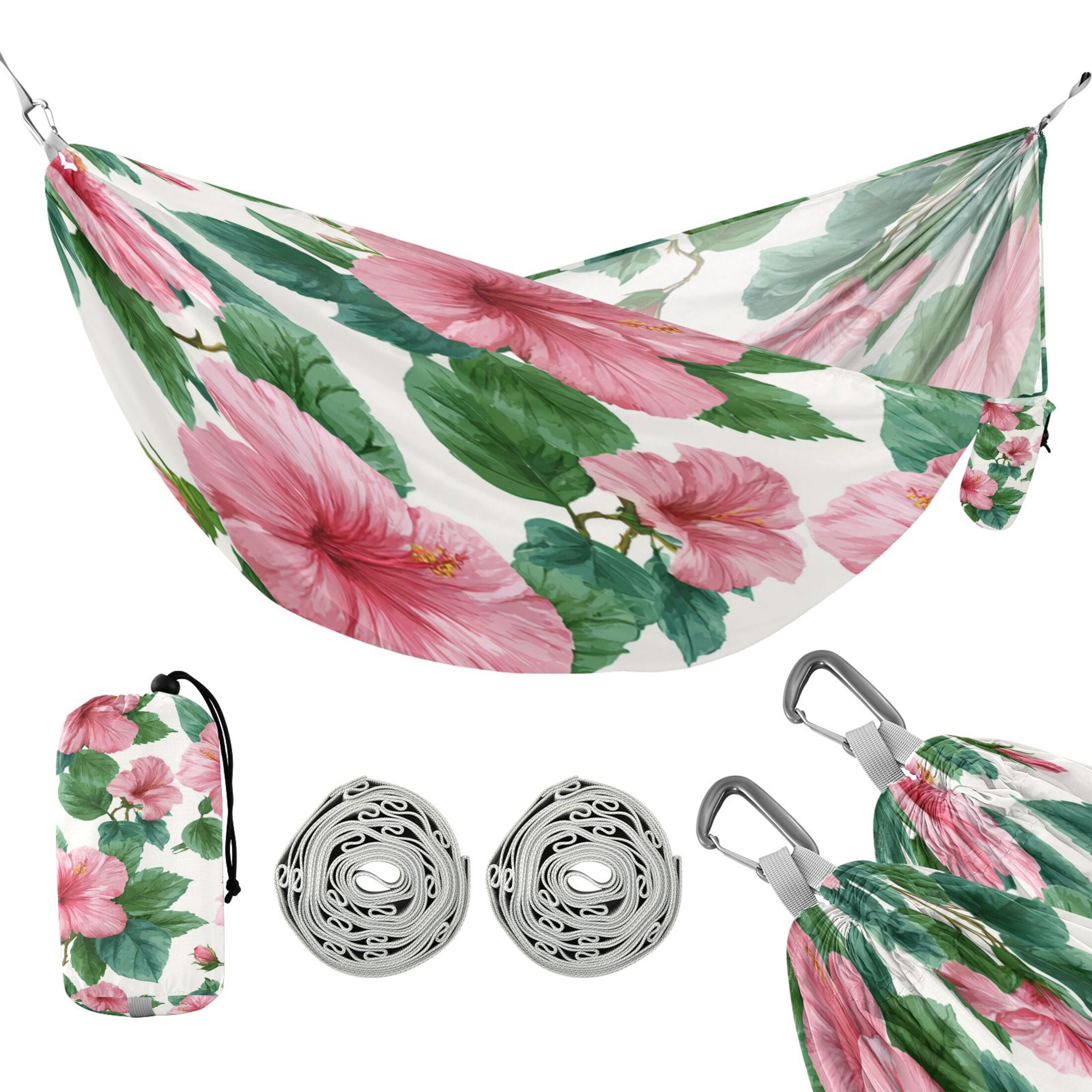 Hammock Camping Hammock Nylon Portable Hammock Travel Camping Hammock Flowers Pink
