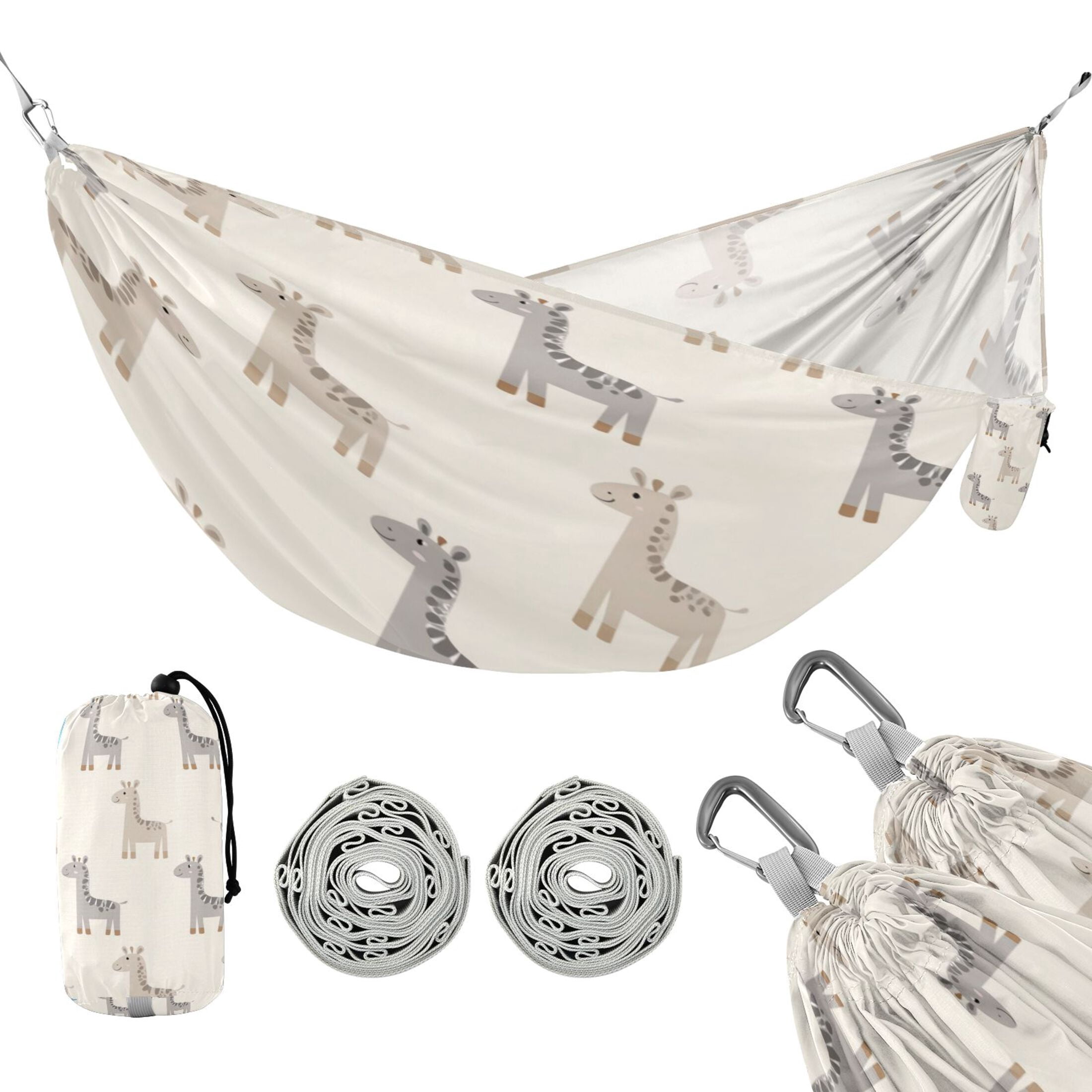 Hammock Camping Hammock Nylon Portable Hammock Travel Camping Hammock Giraffe Pattern Beige Gray