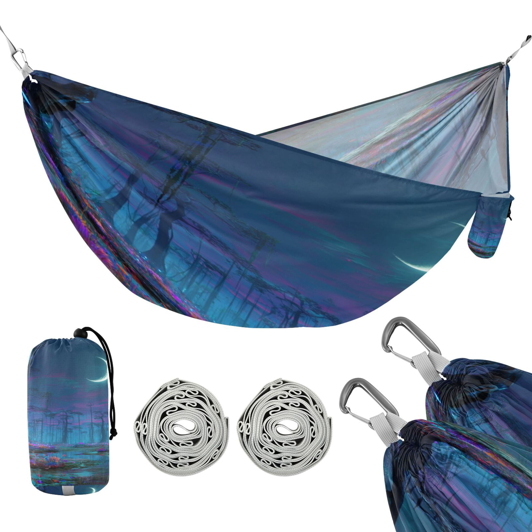 Hammock Camping Hammock Nylon Portable Hammock Travel Camping Hammock Glowing Neon Swamp Castle