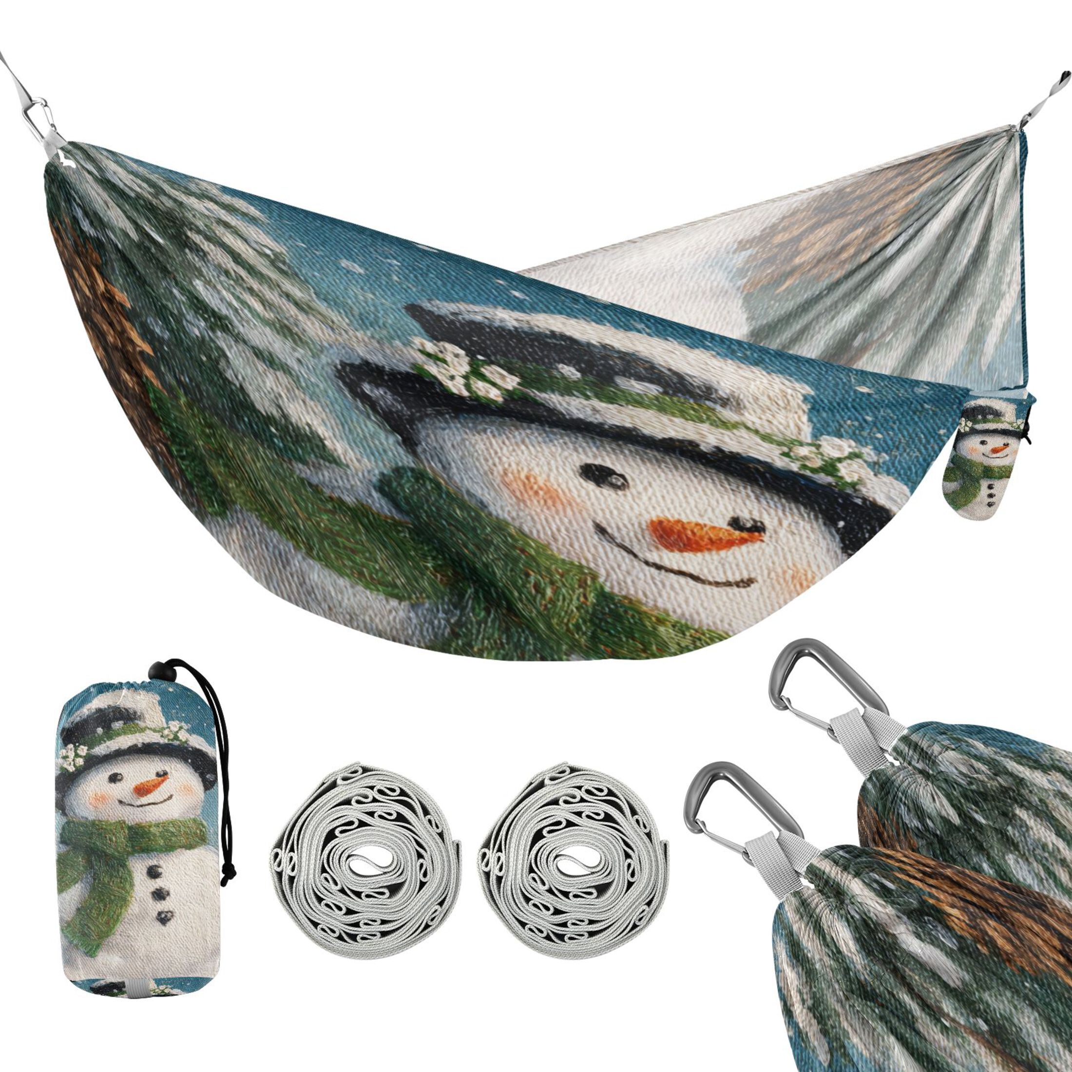 Hammock Camping Hammock Nylon Portable Hammock Travel Camping Hammock Green Cartoon Christmas Snowman