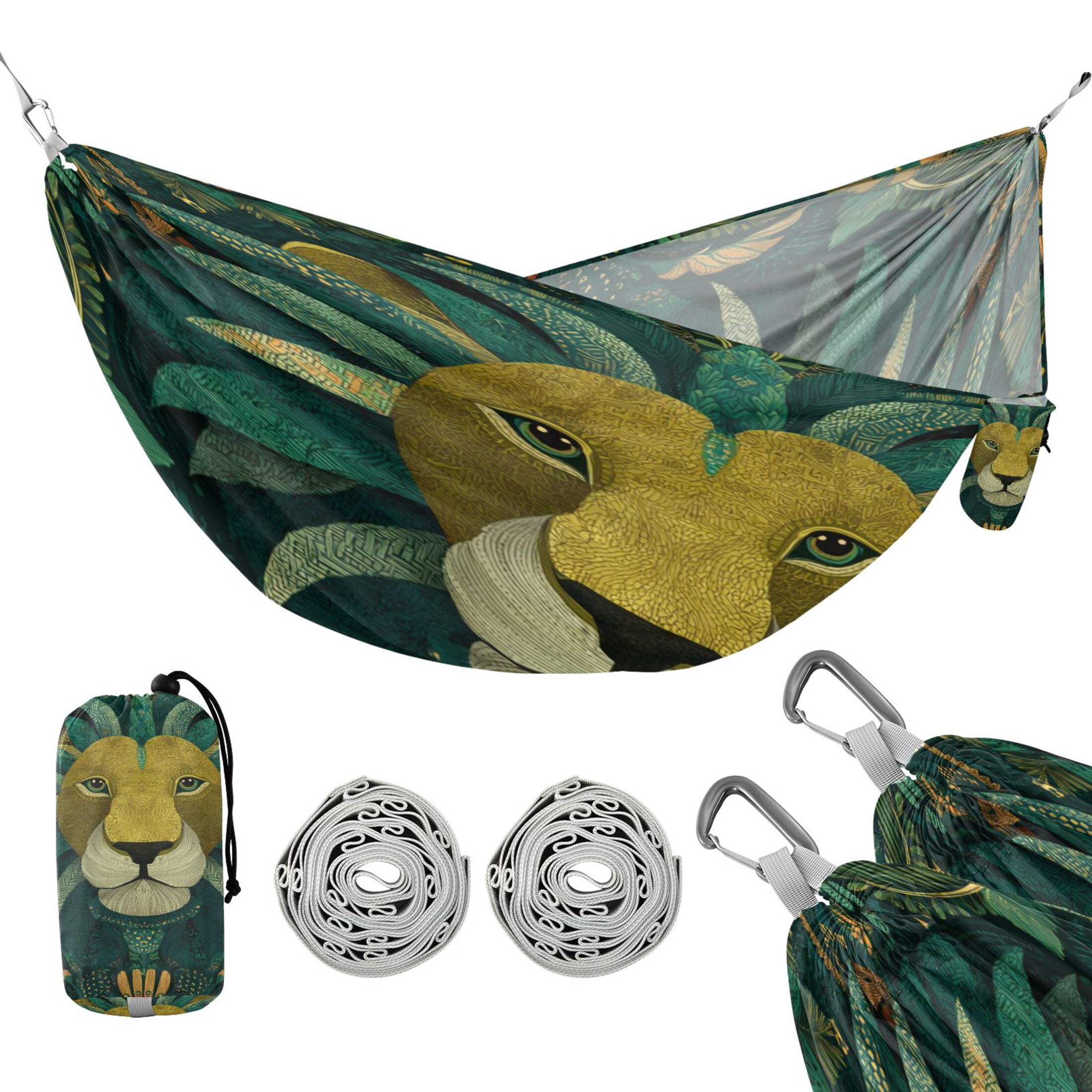 Hammock Camping Hammock Nylon Portable Hammock Travel Camping Hammock Green Lion