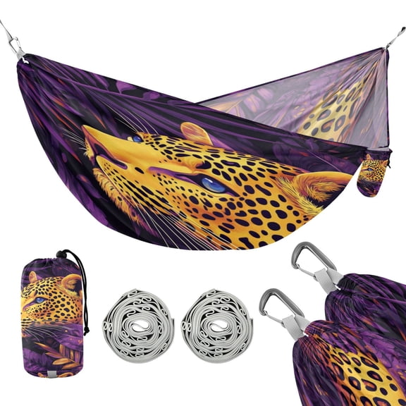 Hammock Camping Hammock Nylon Portable Hammock Travel Camping Hammock Jungle Purple Leopard Pattern