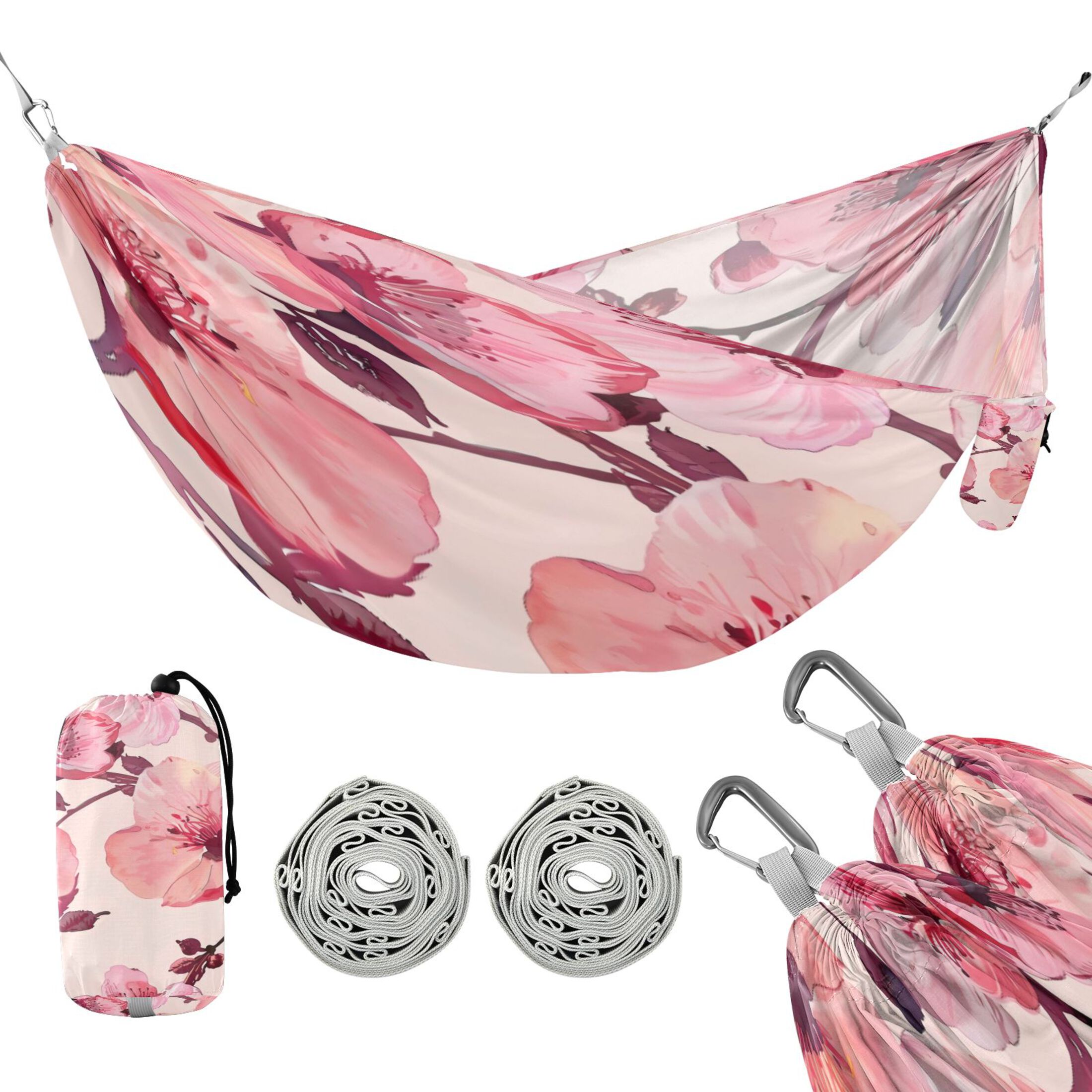 Hammock Camping Hammock Nylon Portable Hammock Travel Camping Hammock Large Pink Flowers