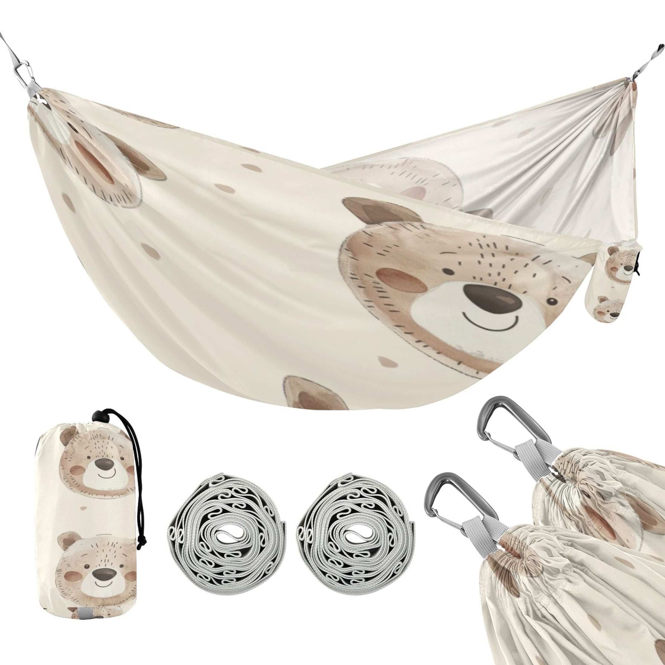 Hammock Camping Hammock Nylon Portable Hammock Travel Camping Hammock Light Brown Bear
