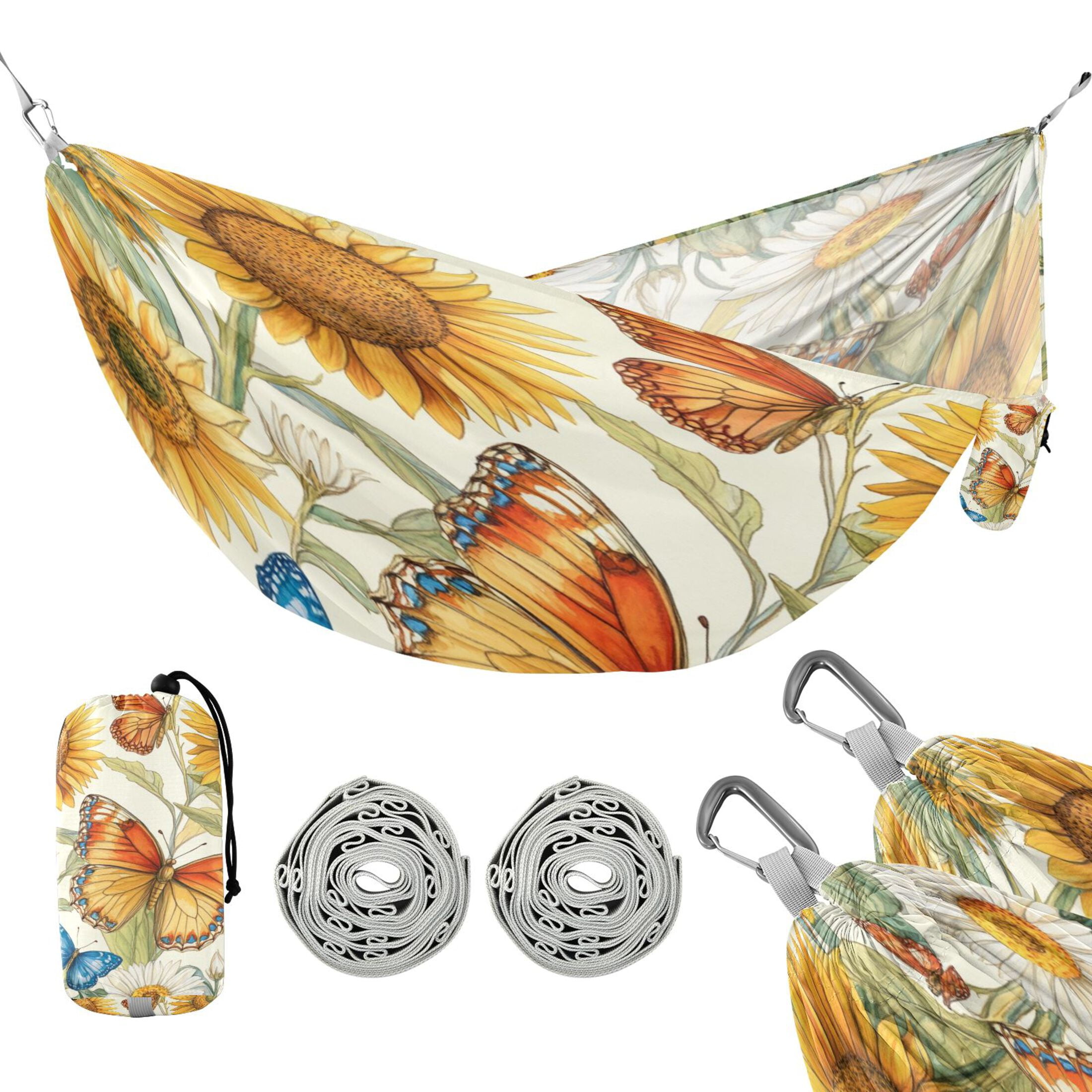 Hammock Camping Hammock Nylon Portable Hammock Travel Camping Hammock Lovely Orange Butterflies