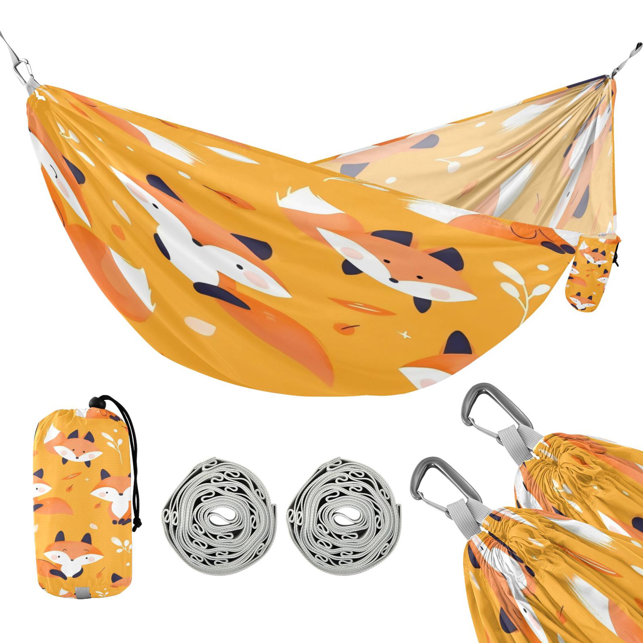 Hammock Camping Hammock Nylon Portable Hammock Travel Camping Hammock Orange Cartoon Fox