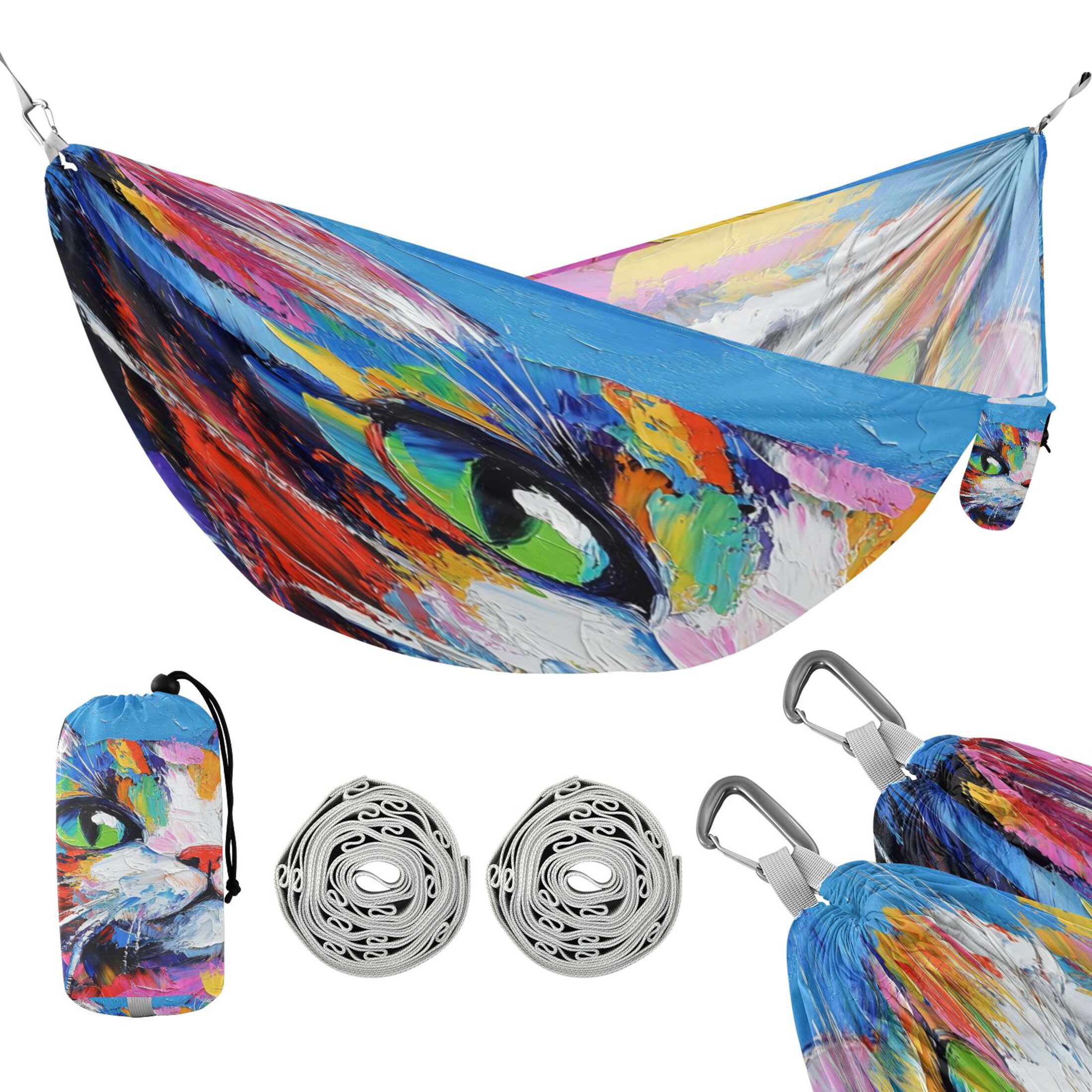 Hammock Camping Hammock Nylon Portable Hammock Travel Camping Hammock Painting Cat