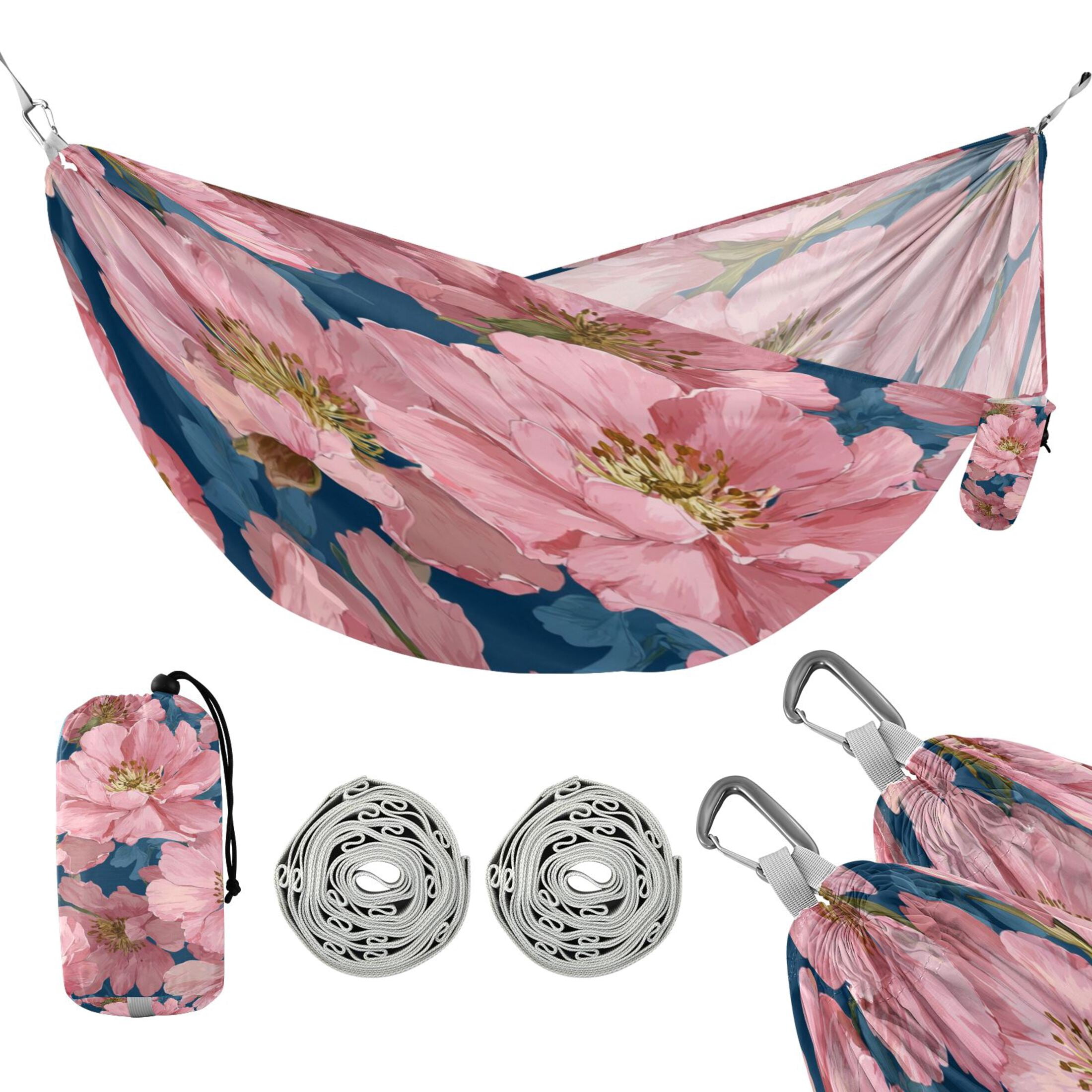 Hammock Camping Hammock Nylon Portable Hammock Travel Camping Hammock Pink Flower Seamless Design