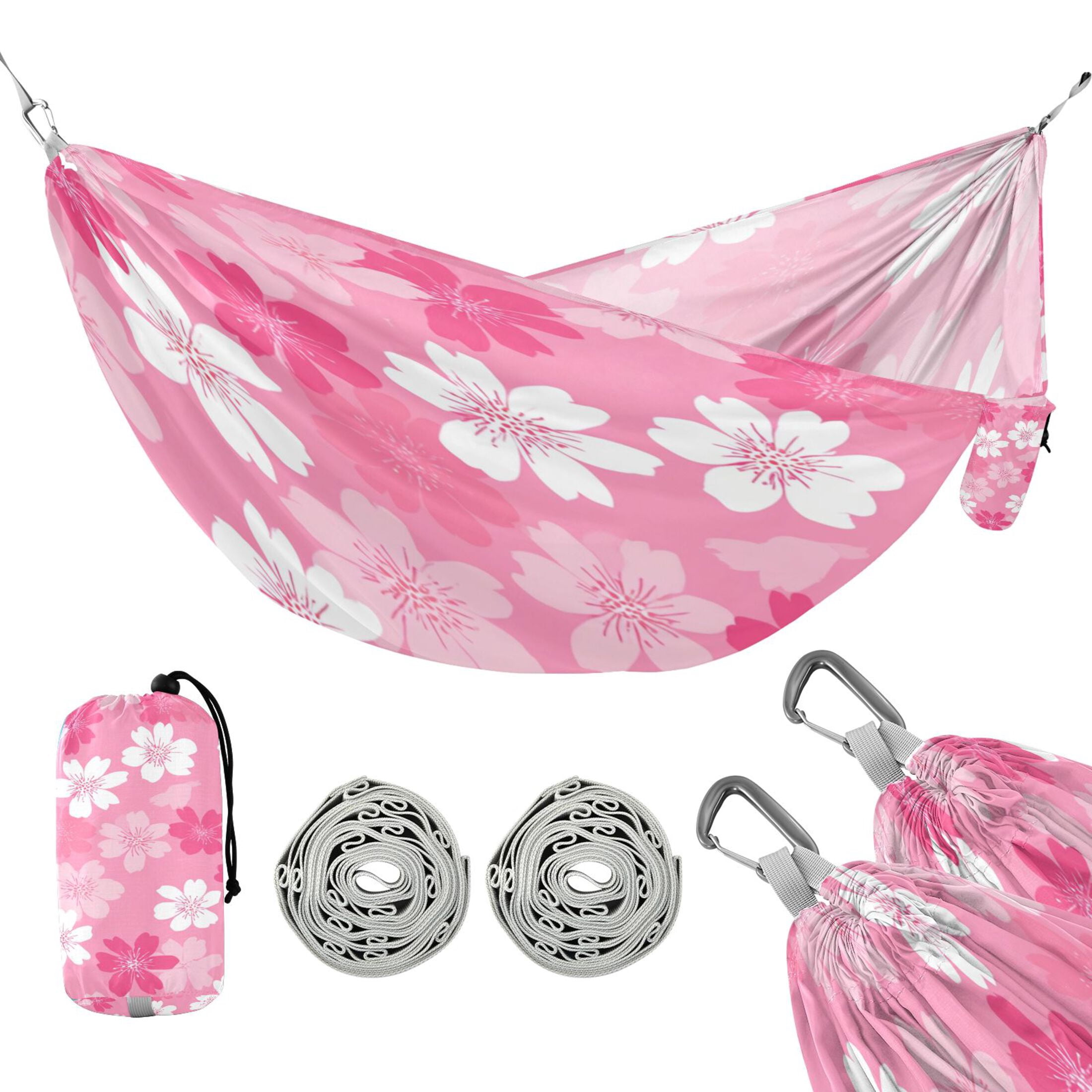 Hammock Camping Hammock Nylon Portable Hammock Travel Camping Hammock Pink Flower Seamless Print