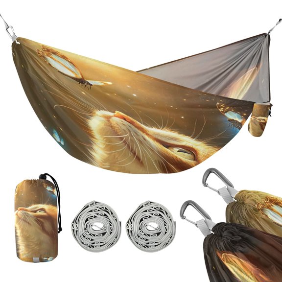Hammock Camping Hammock Nylon Portable Hammock Travel Camping Hammock Pretty Cat and Butterflies