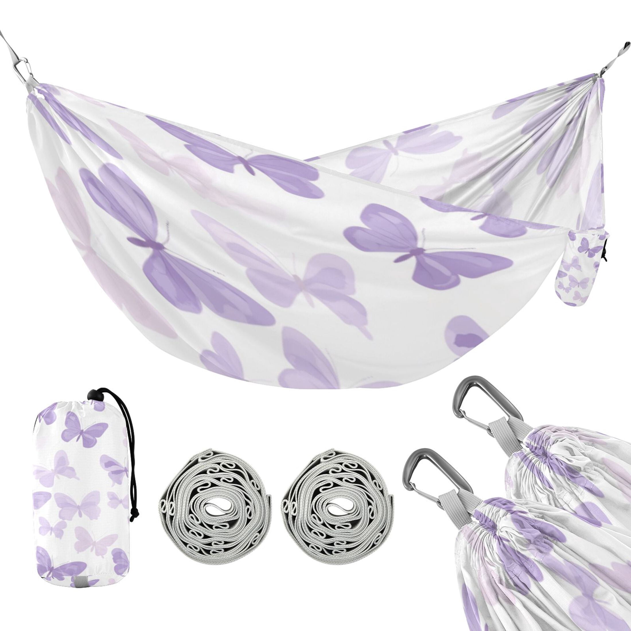 Hammock Camping Hammock Nylon Portable Hammock Travel Camping Hammock Pretty Purple Butterfly Seamless
