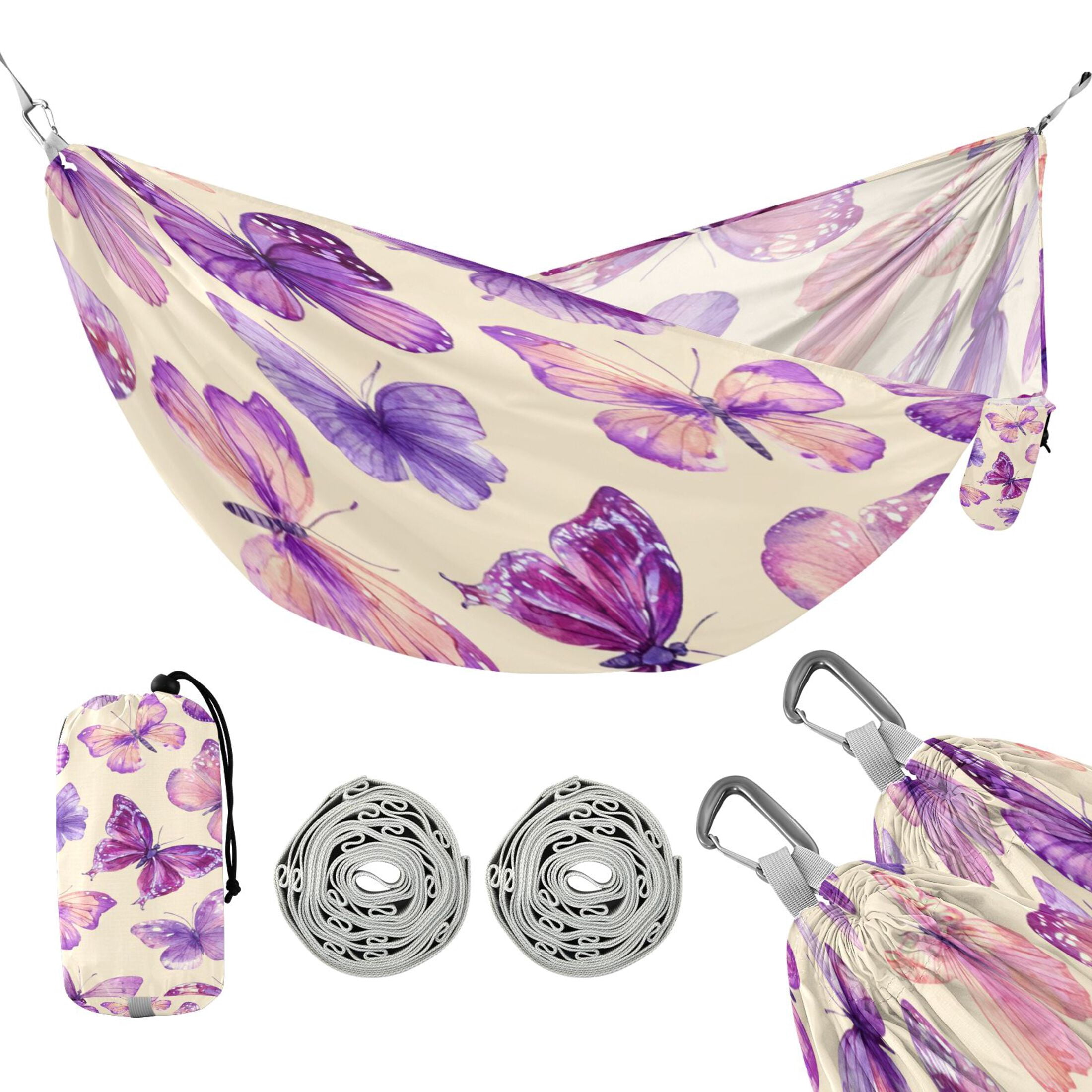 Hammock Camping Hammock Nylon Portable Hammock Travel Camping Hammock Purple Beautiful Butterfly