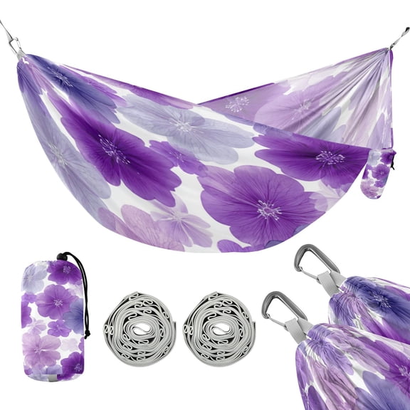 Hammock Camping Hammock Nylon Portable Hammock Travel Camping Hammock Purple Flowers Pattern
