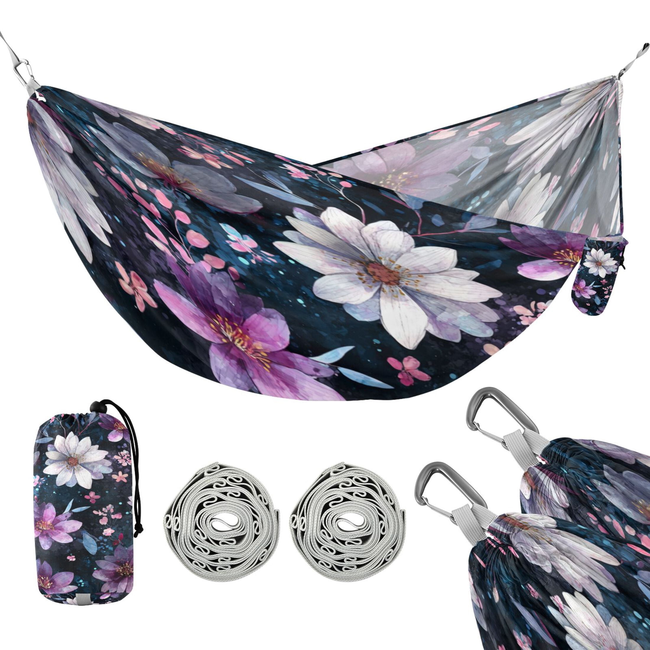 Hammock Camping Hammock Nylon Portable Hammock Travel Camping Hammock Purple Flowers