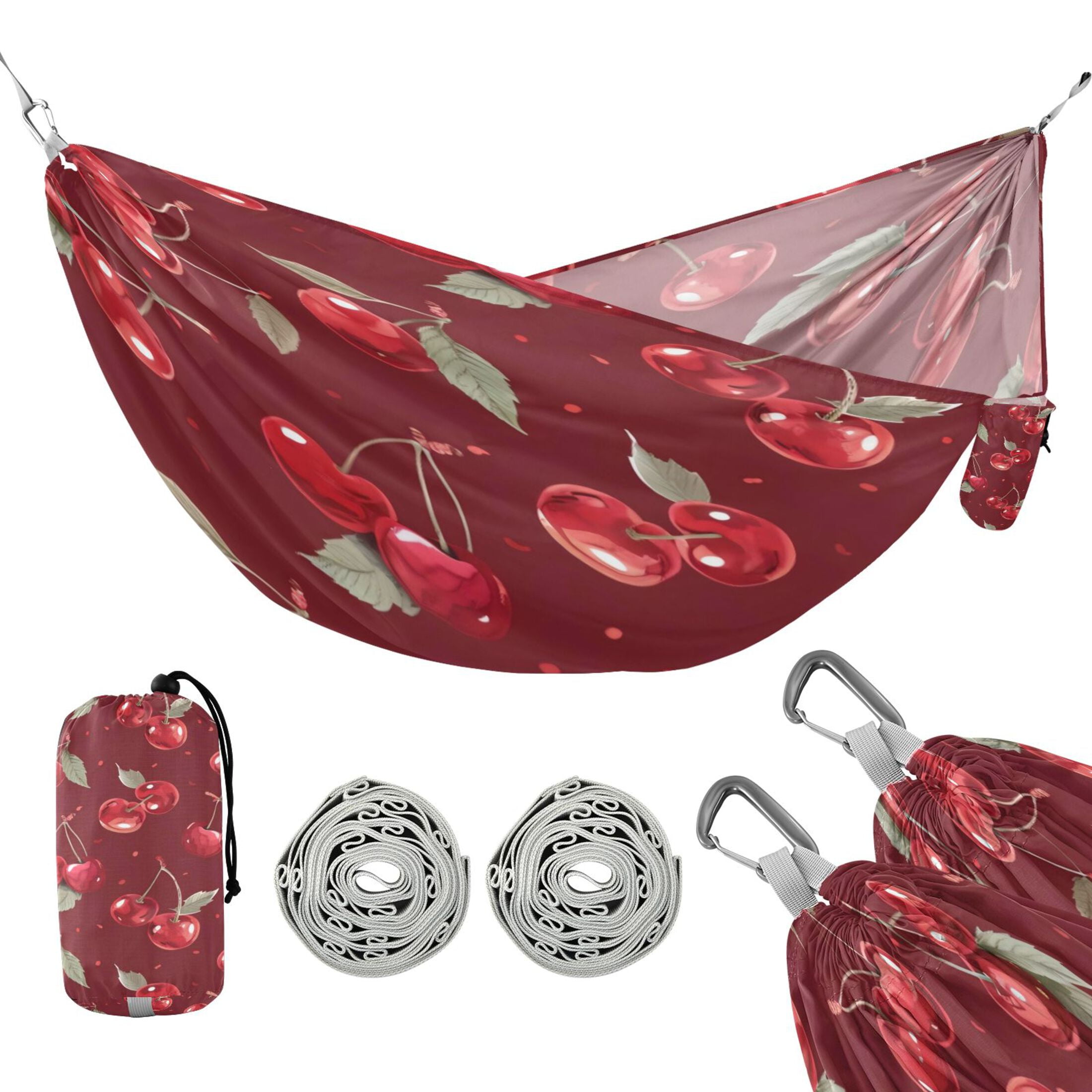 Hammock Camping Hammock Nylon Portable Hammock Travel Camping Hammock Red Cherry
