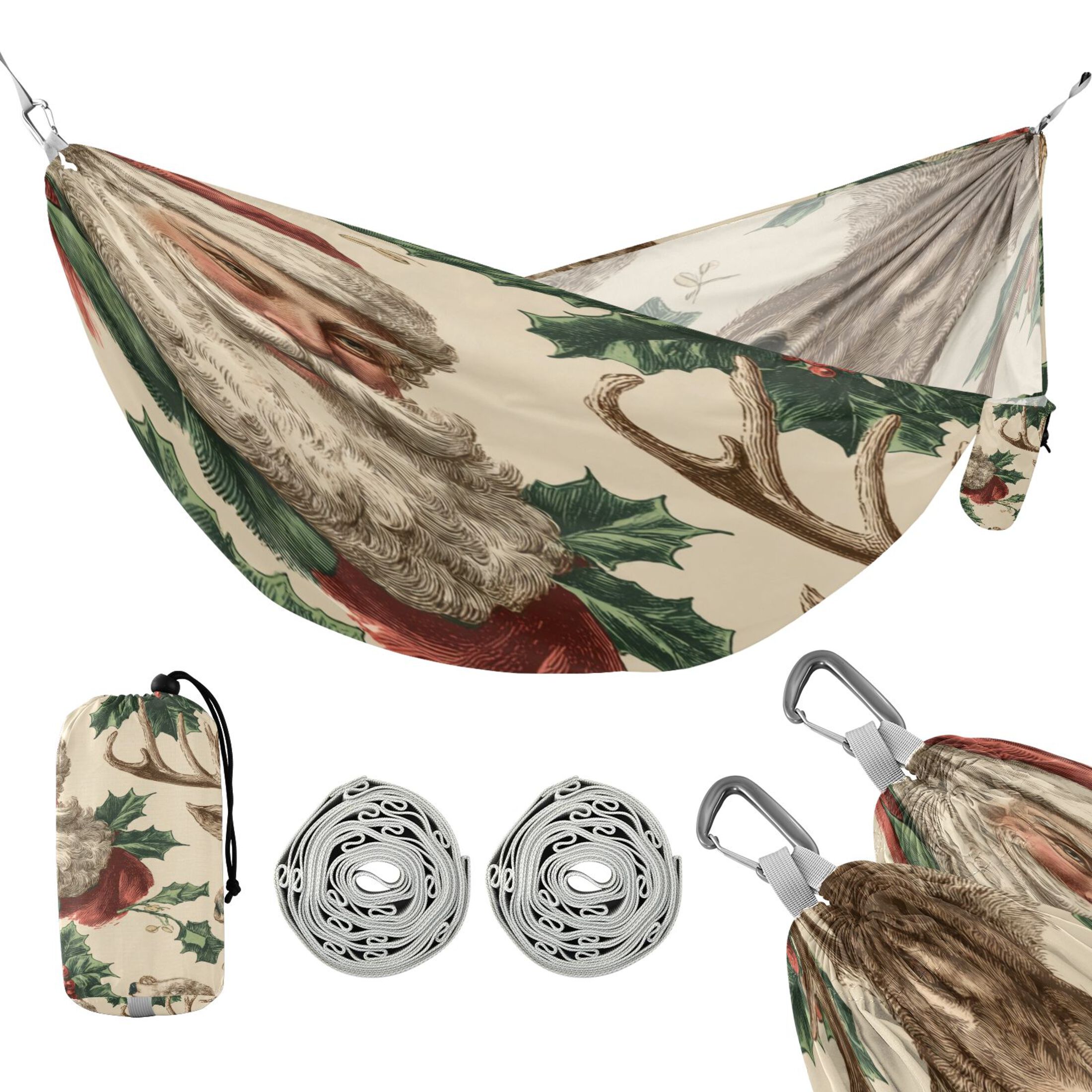 Hammock Camping Hammock Nylon Portable Hammock Travel Camping Hammock Retro Christmas Illustration