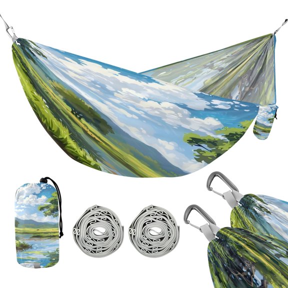 Hammock Camping Hammock Nylon Portable Hammock Travel Camping Hammock Rivers Trees White Clouds