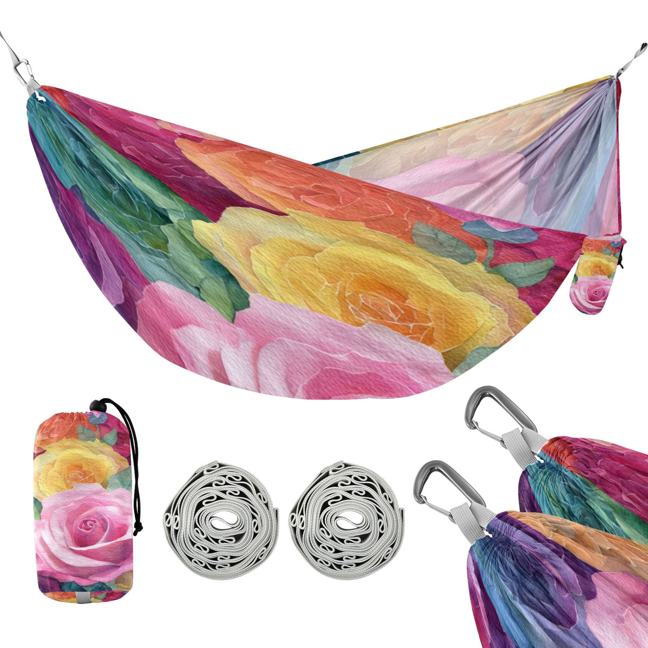 Hammock Camping Hammock Nylon Portable Hammock Travel Camping Hammock Romantic Watercolor Rose Art