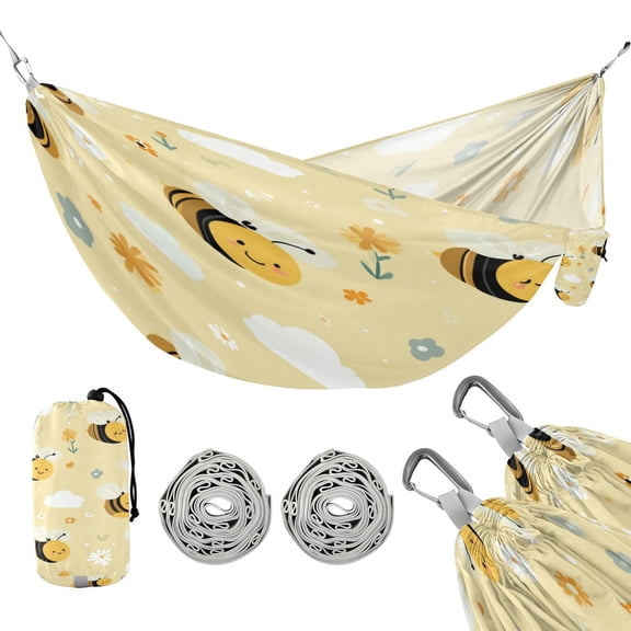 Hammock Camping Hammock Nylon Portable Hammock Travel Camping Hammock Smiling Bees Yellow Honeycomb