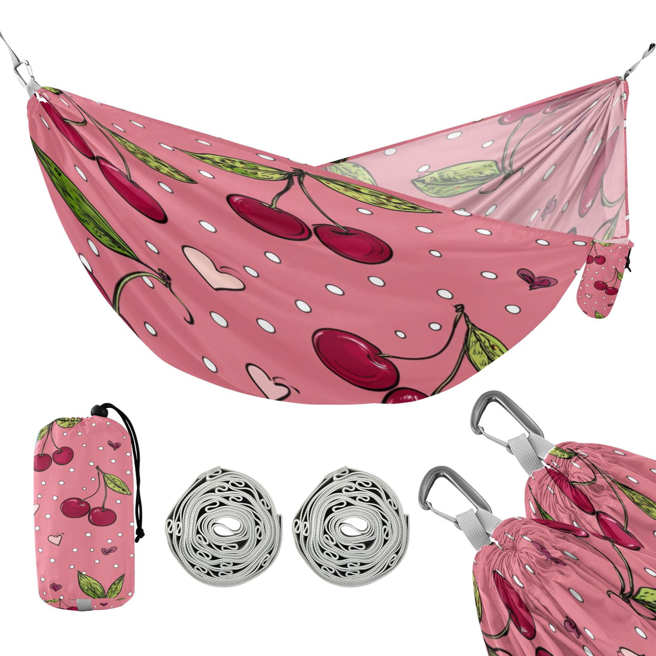 Hammock Camping Hammock Nylon Portable Hammock Travel Camping Hammock Sweet Cherry Chart Pattern