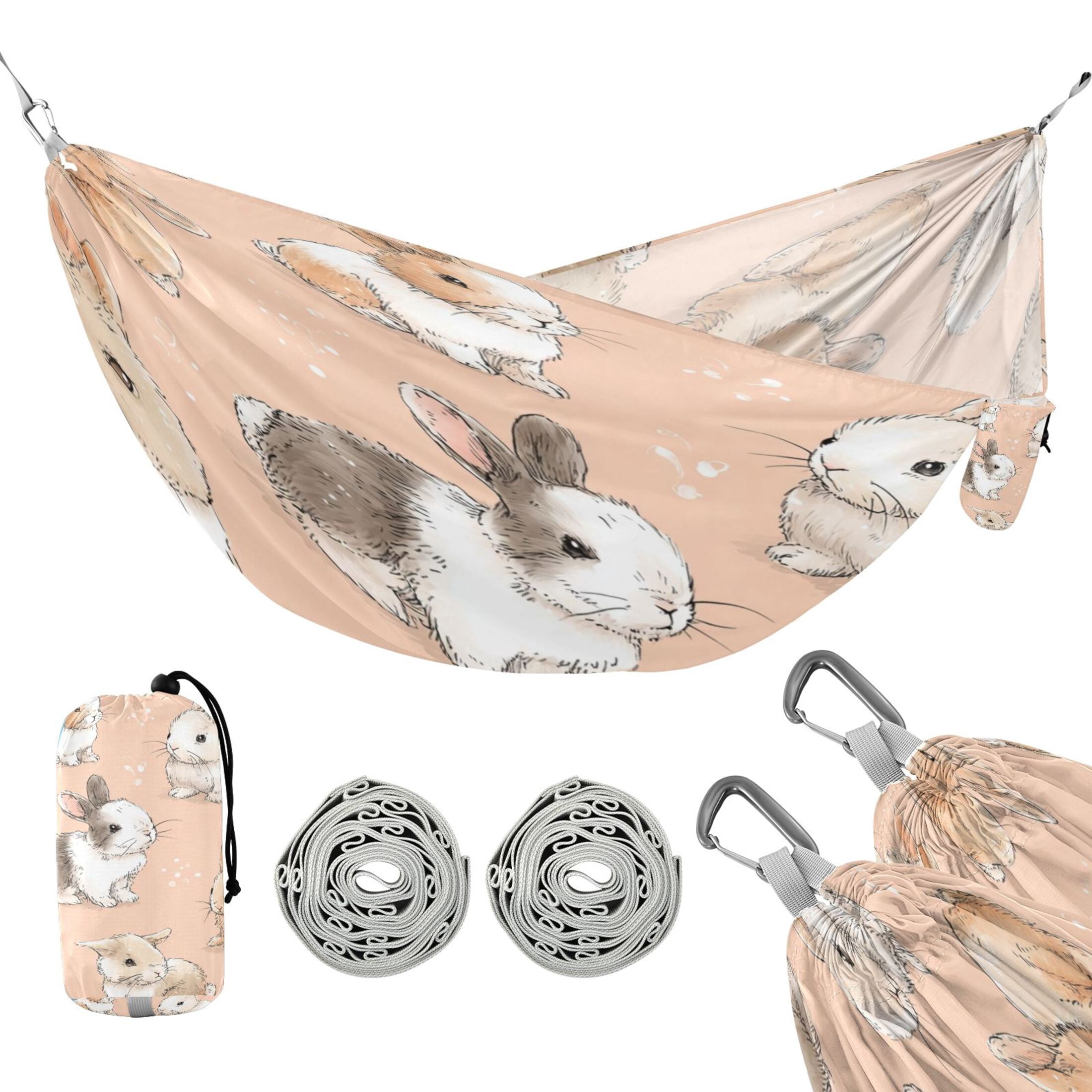 Hammock Camping Hammock Nylon Portable Hammock Travel Camping Hammock Sweet Cute Rabbit Illustration