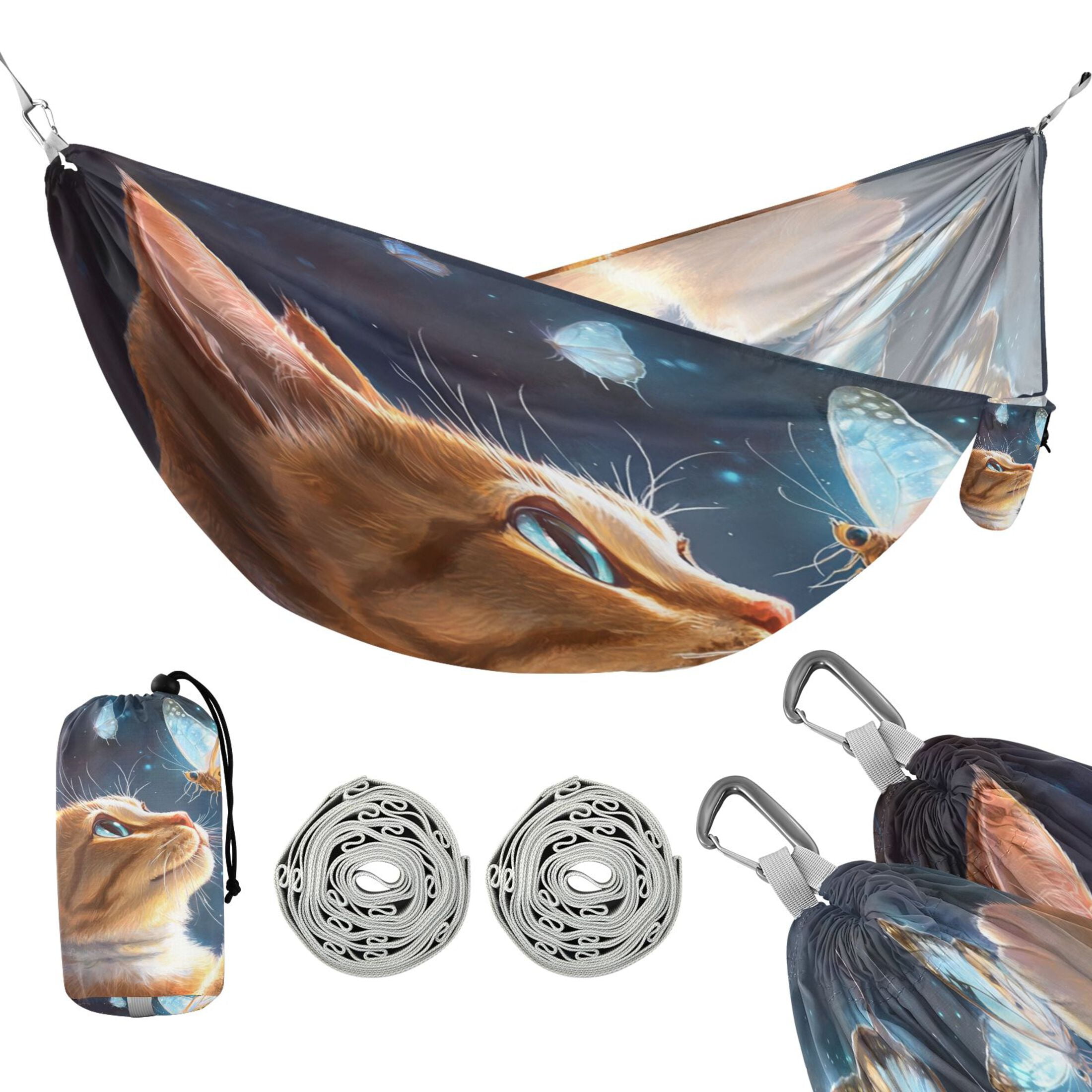 Hammock Camping Hammock Nylon Portable Hammock Travel Camping Hammock The Cat and The Butterfly