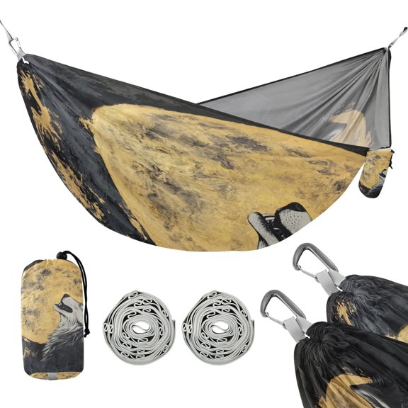 Hammock Camping Hammock Nylon Portable Hammock Travel Camping Hammock The Wolf in The Moon
