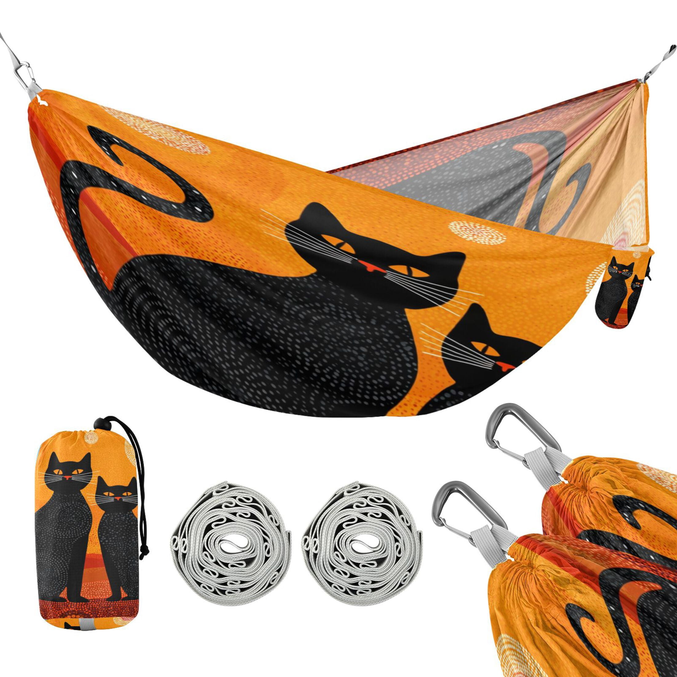 Hammock Camping Hammock Nylon Portable Hammock Travel Camping Hammock Two Black Cats Silhouette