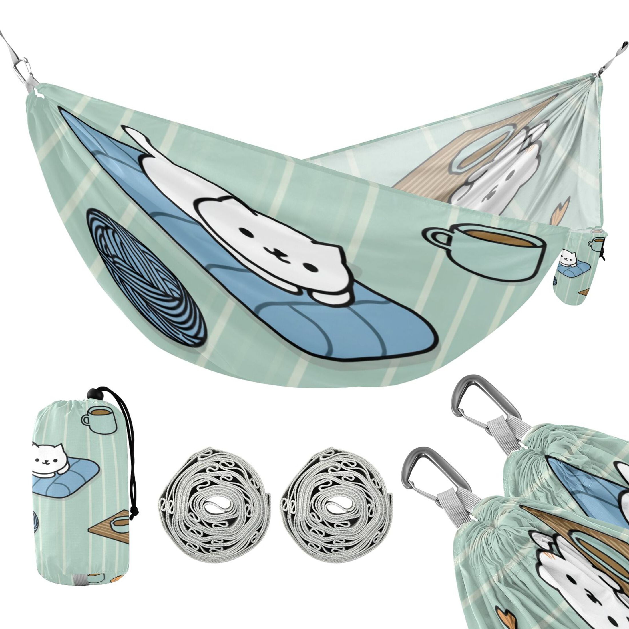 Hammock Camping Hammock Nylon Portable Hammock Travel Camping Hammock White Cats