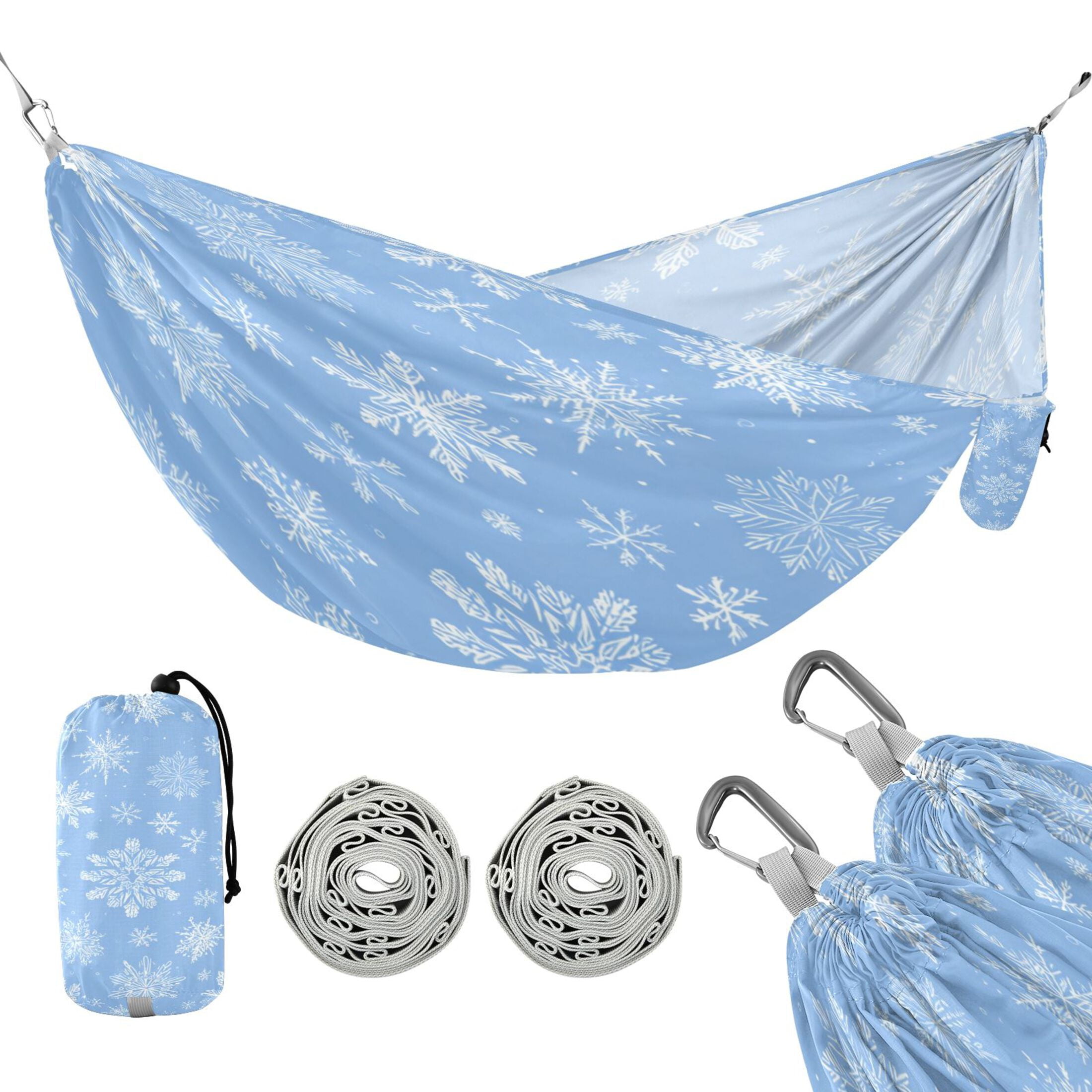 Hammock Camping Hammock Nylon Portable Hammock Travel Camping Hammock White Snowflakes