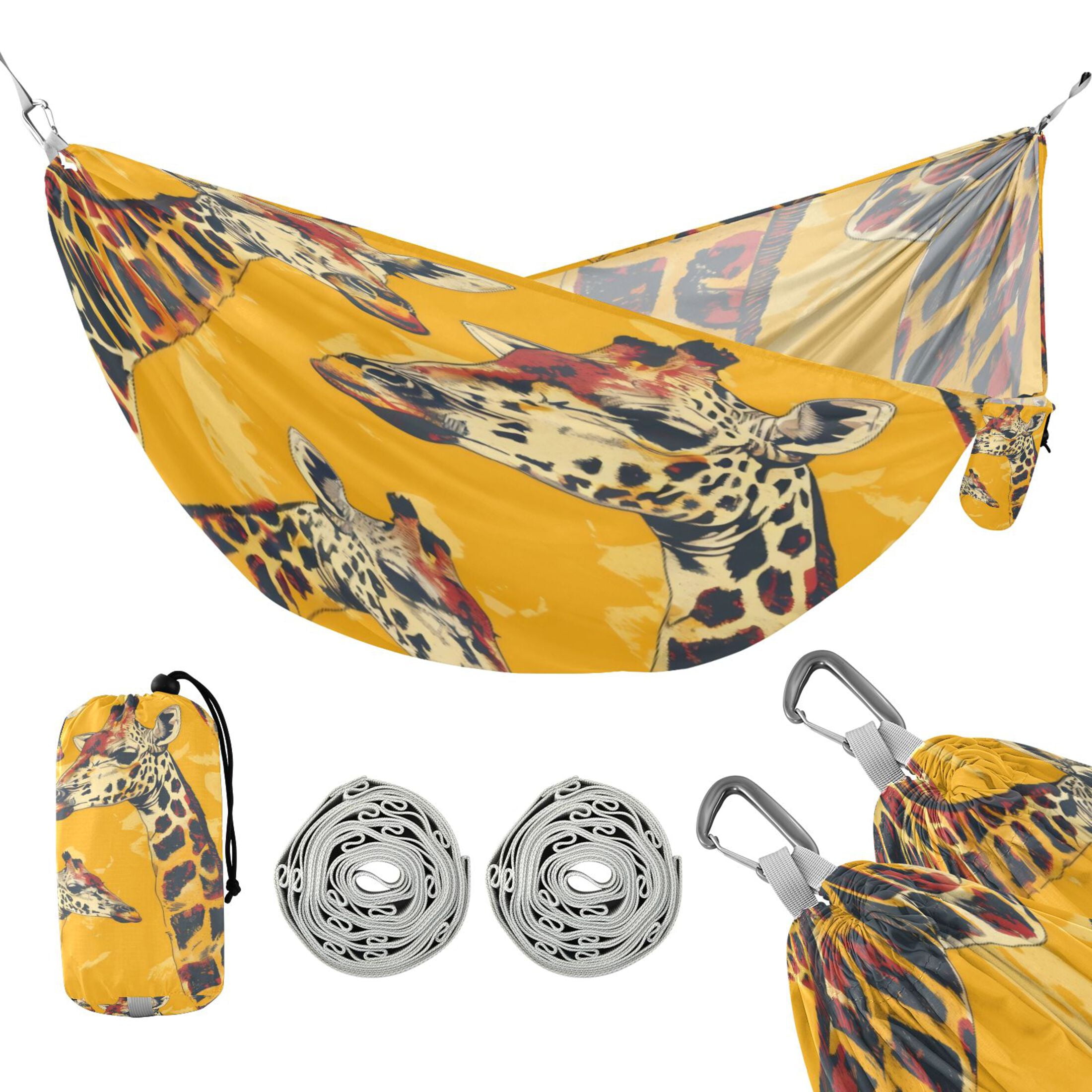 Hammock Camping Hammock Nylon Portable Hammock Travel Camping Hammock Yellow Giraffe