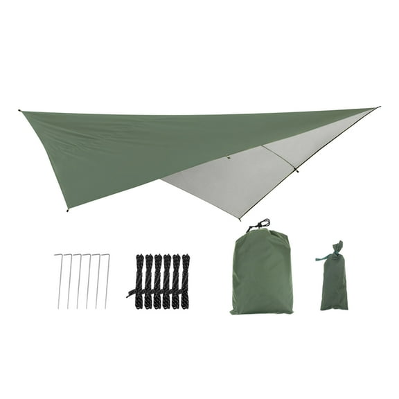 Hammock Camping Tarp, Waterproof Tent Shelter, Light Backpack, Hiking, Travel Tarp - Green