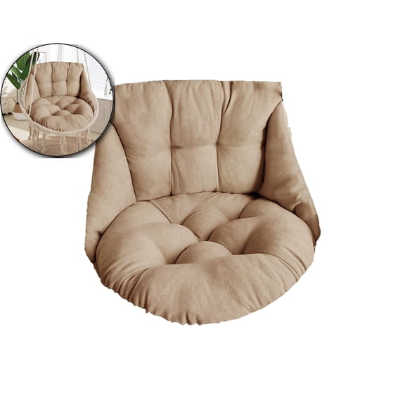 Hammock Chair, Hanging Basket Seat, Washable Wicker Outdoor Swing Cushions, Waterproof & Sun-Resistant, Hanging Egg Chair in Round Seat, Thick Nest Back Pillow for Patio Swing