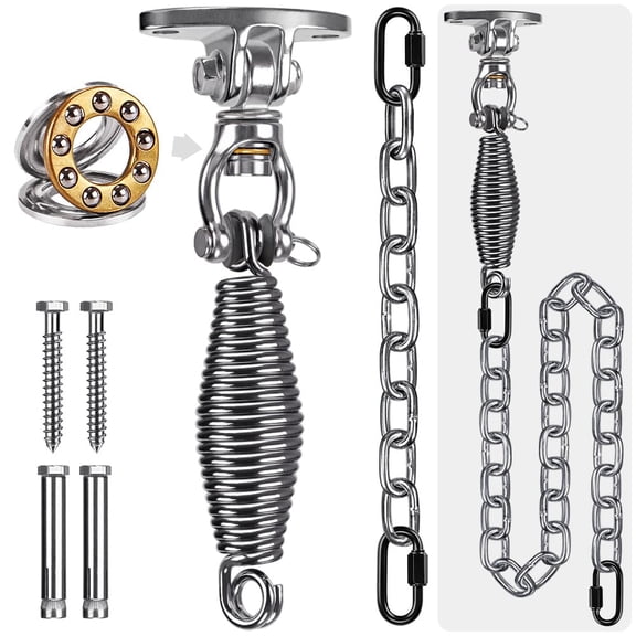 Hammock Chair Hanging Kit Stainless Steel Bearing Swing Hanger With Heavy Duty Spring And Chain Ceiling Mount For Indoor Outdoor Punching Bags