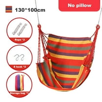 Hammock Chair Hanging Rope Swing Hanging Chair with Pocket & Durability Perfect for Outdoor, Home, Bedroom, Patio, Yard (Red Pillows NOT Included)