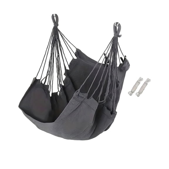 Hammock Chair Hanging Rope Swing Indoor Outdoor Patio Bedroom Relaxing Seat for Home, Garden, Deck, Balcony, and Leisure Use