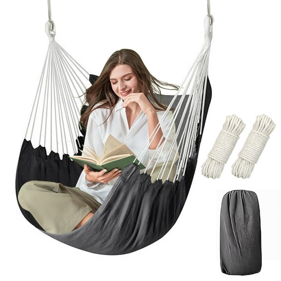SZZJKJ Hammock Chair, Hanging Chair for Outdoor Spaces, Bedrooms and Patios (Dark Gray)