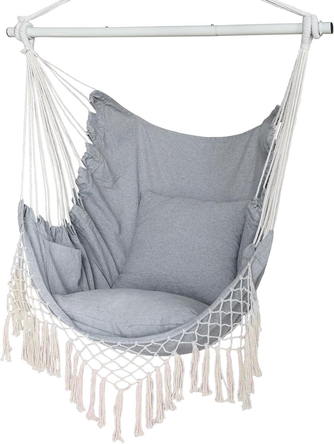 Hammock Chair, Hanging Rope Swing Seat with 2 Cushions ,Macrame Hanging... Hammock Chair, Hanging Rope Swing Seat with 2 Cushions ,Macrame Hanging...