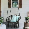 thumbnail image 1 of Hammock Chair Macrame Swing, Room Decor Handmade Knitted Hanging Cotton Rope Chair for Bedroom Living Room Patio Deck Yard, White/Black/Gray, 1 of 7