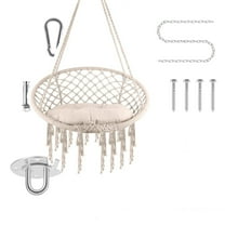 LINGI Cotton Rope Hammock Chair, Hanging Swing Chair with 31.5*15.7*53.1in, 400Lbs Capacity Hardware Swing Chair For Indoor/Outdoor Bedroom, Patio, Garden(White)