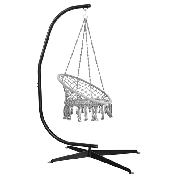 Hammock Chair Stand Only, C-Stand Indoor Outdoor Hanging Chair Support Basket Egg Chair Hugglepod Base, Heavy Duty Steel Hammock Frame for Living Room, Balcony, Porch, Deck, Backyard