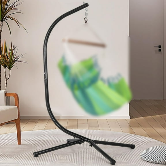 Hammock Chair Stand Only, Hanging C-Stand with Buckle and Spring Hook, 360-Degree Hanging Hammock Stands, Indoor Outdoor Heavy Duty Steel Swing Egg Chair Stand, 350lbs Capacity (No Hammock)