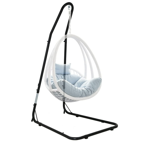 Hammock Chair Stand Portable Solid Steel Stand, Adjustable Outdoor Indoor Hanging Chair Stand for Air Porch Swing Chair with Weather-Resistant Finish, 360° Rotation, Black 330 lbs
