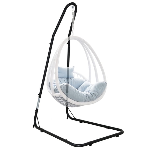 Hammock Chair Stand Portable Solid Steel Stand, Adjustable Outdoor Indoor Hanging Chair Stand for Air Porch Swing Chair with Weather-Resistant Finish, 360 Rotation, Black 330 lbs